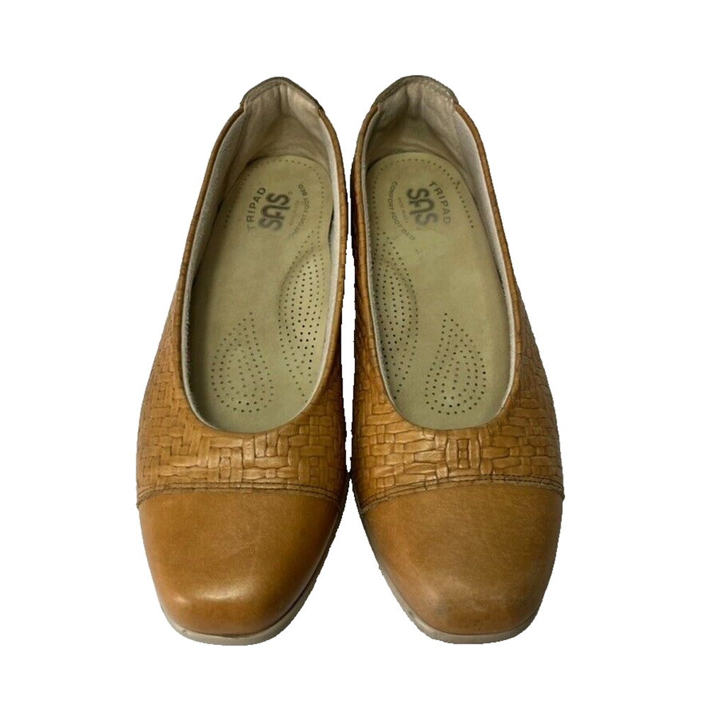 SAS Maui Ballet Flats Shoes Womens 9.5 Loafers Wheat Tan Woven Leather Slip-On - Picture 4 of 13
